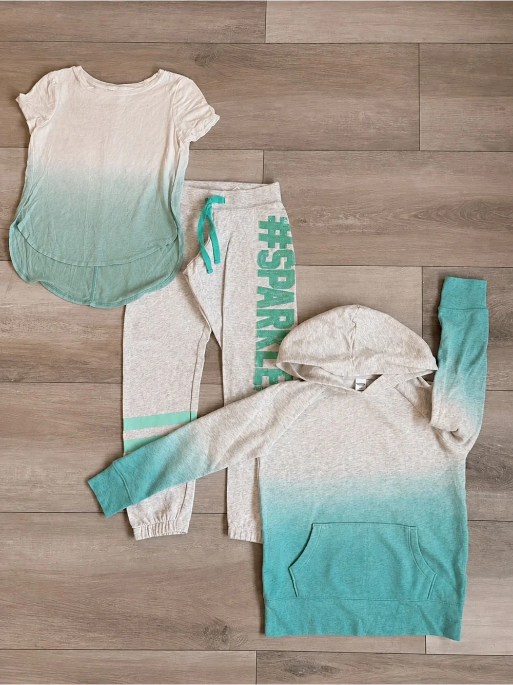Old Navy Justice Girls Outfit Bundle Size 5/6 Mint Green Hoodie Joggers